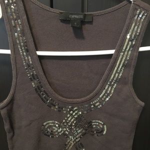 EXPRESS Sequin Tank Top Dark Gray Sz Small